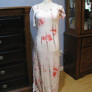 Mad Style Cold Shoulder Dress NWT One Size Tie Dye Pink Ivory Brown Silky Soft